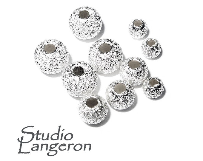925 Sterling Silver Round Stardust Beads size 3, 4, 5, 6, 8, 10, 12 mm, Round Beads, stardust beads, Silver beads, Jewelry making - 1 piece