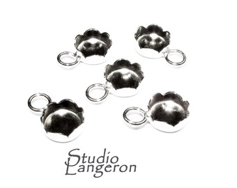 6 mm Größe 925 Sterling Silber Blume Bezel Cup, Bezel Tasse, Setting, Silber Lünette, Schmuckherstellung, Montage, Sterling Silber - 1 Stück