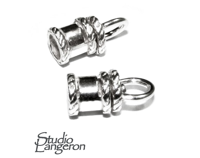 925 Sterling Silver Cord End Cap rotating size 4.0 mm, silver end cap, end caps, jewelry making, cord, cord end caps - 1 pair (2 pieces)