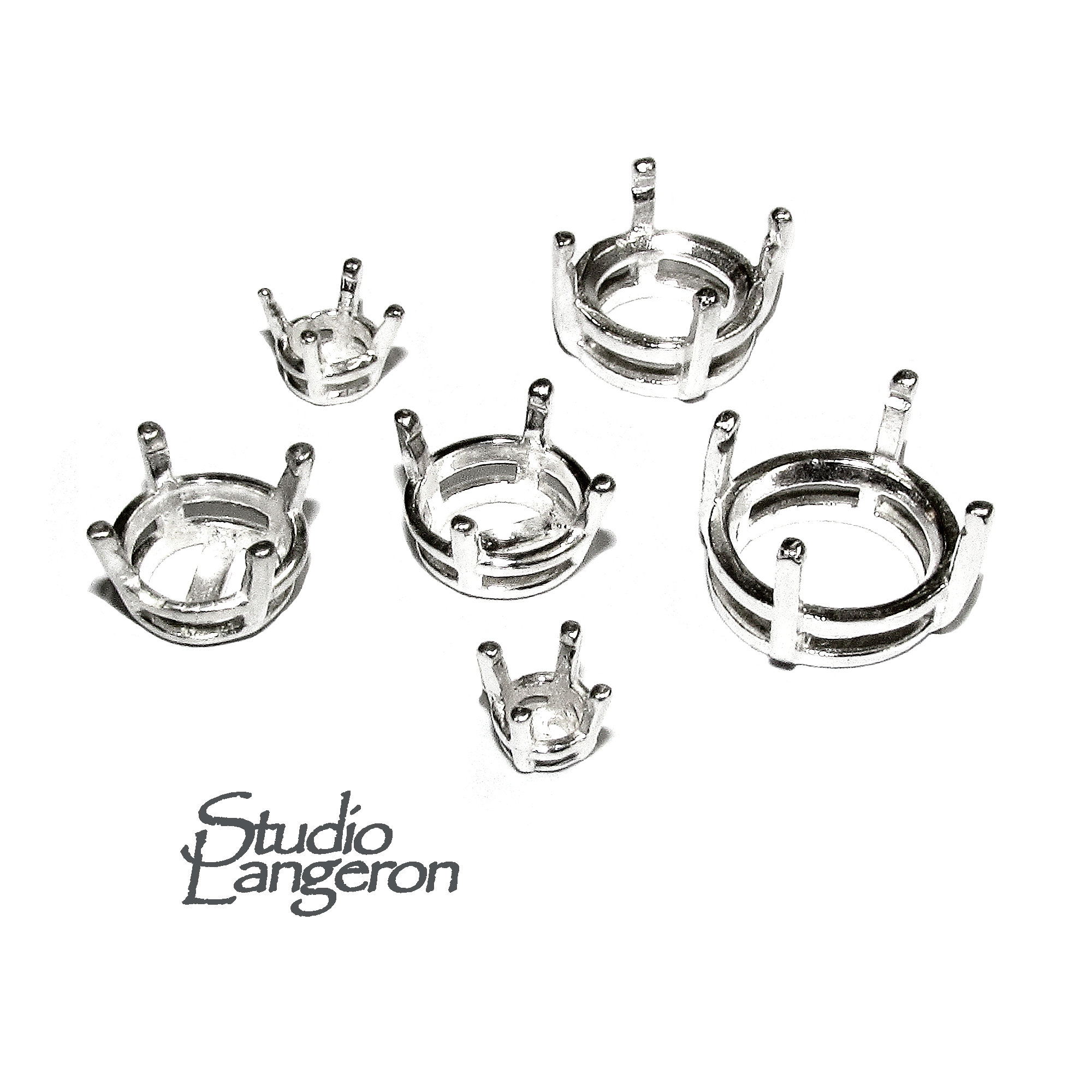 Sterling silver prong settings sale