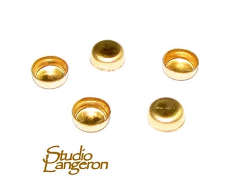 5 pcs 14K solid gold Round Bezel Cups size 3 mm, Bezel cup, Jewelry making, Round bezel cups, 14K solid gold, Setting, Mounting