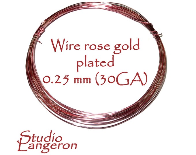 4.5 meters (15 Ft) Rose Gold Plated wire 30 Gauge, Wire, Wire Wrapping, Rose Gold Plated wire, Gold Plated, Rose Gold Plated, Jewelry making