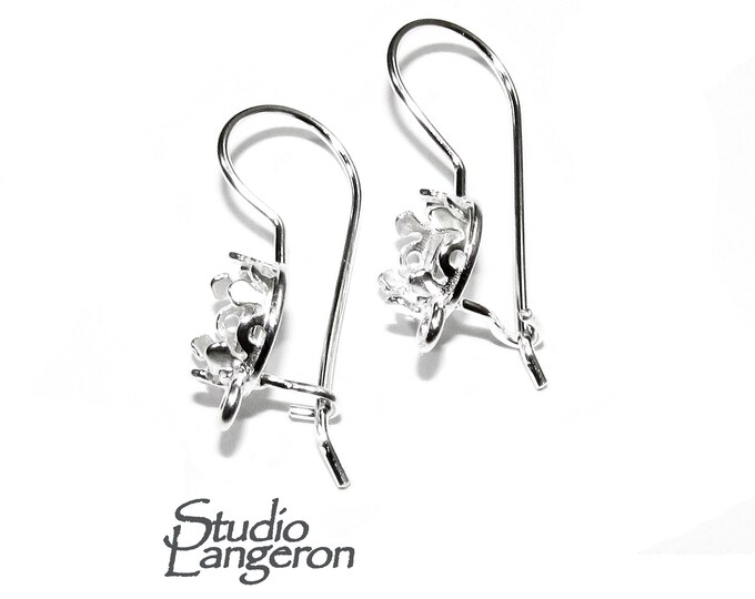 6 mm size 925 sterling silver blank earrings with closed ring, Jewelry making, Setting silver, bezel cup, base earrings - 1 pair (2 pieces)