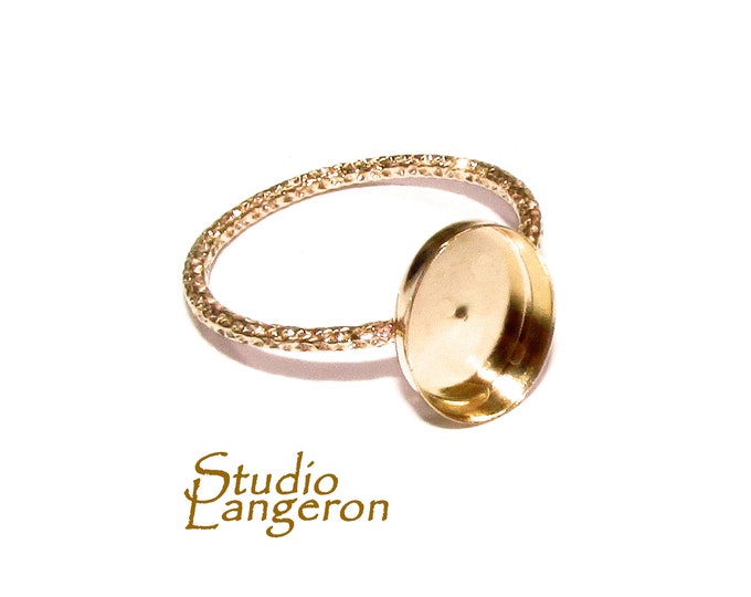 14K Yellow gold filled blank ring with bezel cup 8x10 mm size 4, 5, 6, 7, 8, 9, 10 Base ring, Bezel cup, Setting, Jewelry making - 1 piece