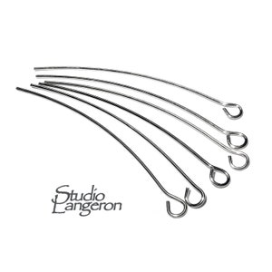 10 pcs 925 Sterling silver Eye Pins 24 Ga (0.5 mm) size 25, 35, 45 mm, Silver findings, Eye pin, Jewelry making, 925 Silver, Silver pin