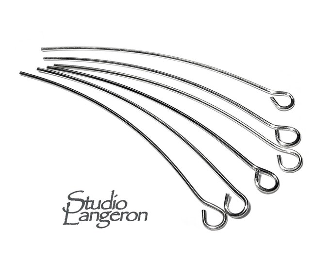 10 pcs 925 Sterling silver Eye Pins 24 Ga (0.5 mm) size 25, 35, 45 mm, Silver findings, Eye pin, Jewelry making, 925 Silver, Silver pin