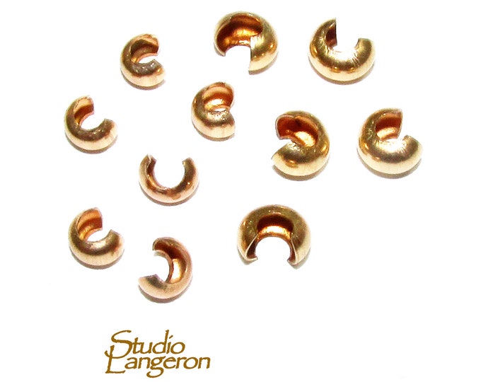 14K Gold filled Crimp Bead Covers size 3, 4 mm, Gold filled crimp beads, Jewelry making, Gold filled findings, Gold filled beads - 1 piece