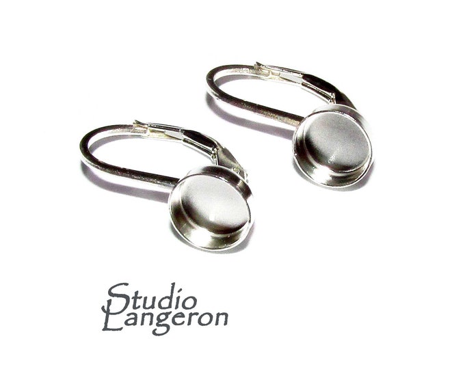 6 mm size 925 sterling silver blank earrings with bezel cup, earrings mounting, bezel cup, base earrings, Sterling silver - 1 pair (2 piece)