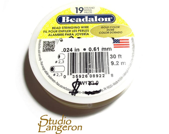 Beading wire Beadalon 19 Strand size 0.61mm gold color, Wire, Beadalon, Beading wire, Beading, Jewelry making, Gold wire - 1 spool