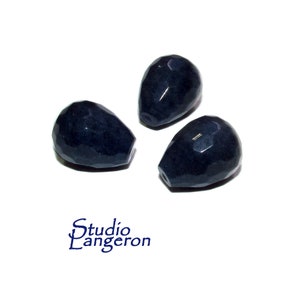 Natural African sapphire Teardrop faceted half drilled Beads size 16x12 mm, Natural sapphire, Half Drilled Beads, Jewelry making - 1 piece