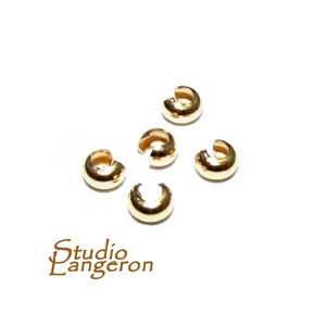 14K Solid gold Crimp Bead Covers size 3, 4 mm, Solid Gold crimp beads, Jewelry making, Solid gold findings, Solid Gold beads cover - 1 piece
