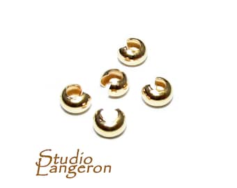 14K Solid gold Crimp Bead Covers size 3, 4.8mm, Solid Gold crimp beads, Jewelry making, Gold findings, Solid Gold beads cover - 1 piece
