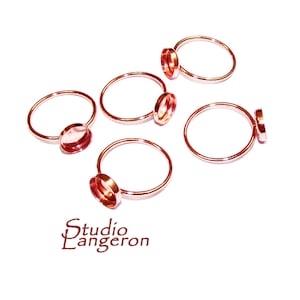 14K Rose solid gold blank ring with bezel cup 8 mm size 4 - 10, Base ring, Rose gold ring, bezel cup, Jewelry making, Setting - 1 piece