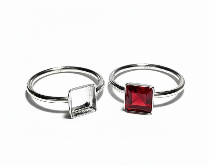 925 sterling silver blank ring with bezel cup 6x6mm size 4, 5, 6, 7, 8, 9, 10, 11, silver ring, bezel cup, setting, base ring - 1 piece