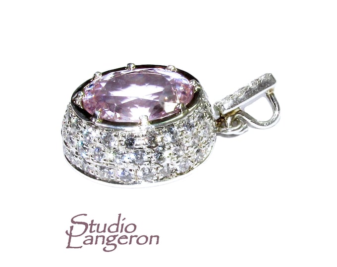 Rose and white topaz handmade pendant 925 sterling silver size 1.8x2.0 cm, Handmade pendant, Rose topaz, White topaz, Pendant gift