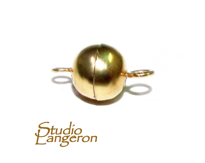 14K Yellow gold filled round Magnetic Clasps size 5 mm, Magnetic clasps, Jewelry making, Clasp findings, Gold filled clasp - 1 piece