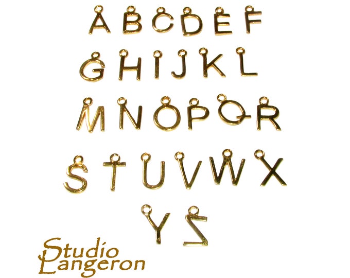 14K Gold filled letter pendants, Jewelry making, letter charms, bracelets, monogram, letters, gold filled letters, Pendants - 1 piece
