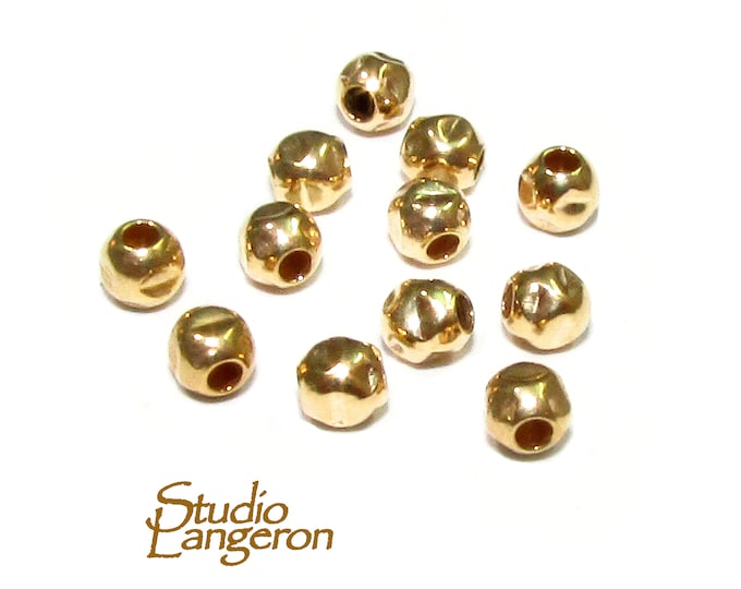 10 pcs 14K Yellow Gold filled Hammered Beads 3 mm, Beads, Hammered beads, Spacer Beads, Gold filled beads, Gold filled, Jewelry making