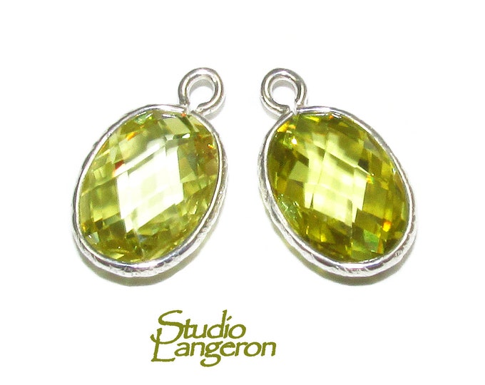 925 sterling silver oval pendant 10x14 mm with Lemon Quartz, pendant silver, oval pendant, bezel cup, setting, Jewelry making - 1 piece