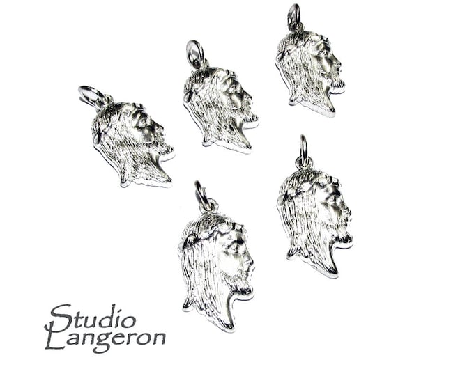 5 pcs Christ Head Charms Silver Tone size 20x11 mm, Silver tone, Christ Head, Charm, Pendant, Nickel Free, Zinc Alloy Metal, Jewelry making