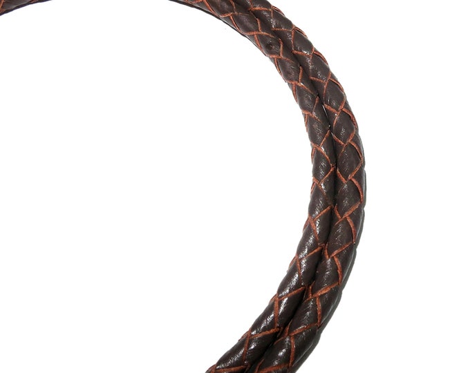 3.0 mm Natural Brown braided leather cord, Leather cord, braided cord, Natural leather, Brown  color, Jewelry making - 50 cm (1.7 Ft)