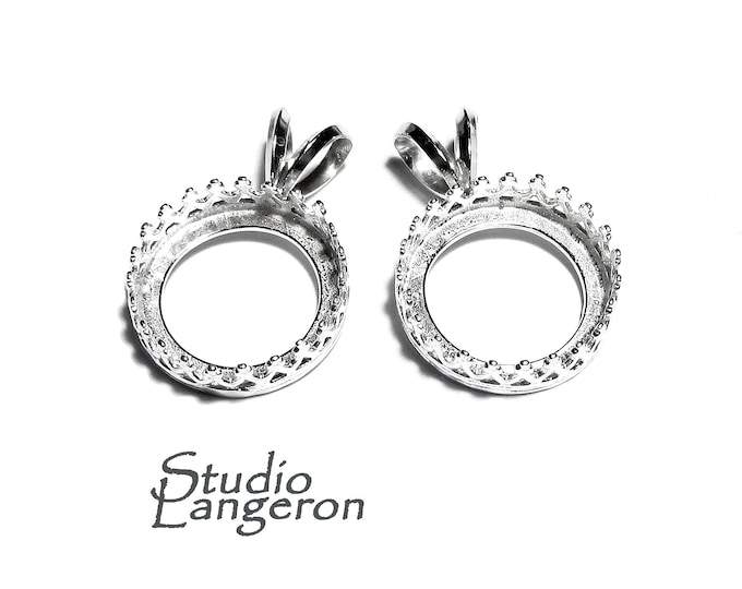 12 mm size 925 Sterling Silver blank pendant, Bezel cup, Jewelry making, Setting, Round bezel cup, Base pendant, Silver pendant - 1 piece