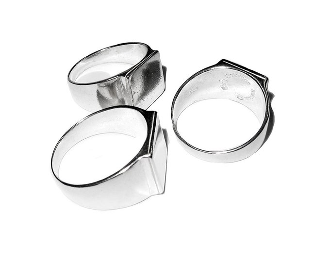 925 sterling silver blank men's ring size 9, 10 setting, base ring, jewelry making, Large ring, men's ring, ring mounting  - 1 piece