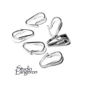 925 Sterling silver small Snap-On Pendant Bail size 8x3 mm, Jewelry making, Silver snap on Bail, Bail silver, Bail findings - 1 piece