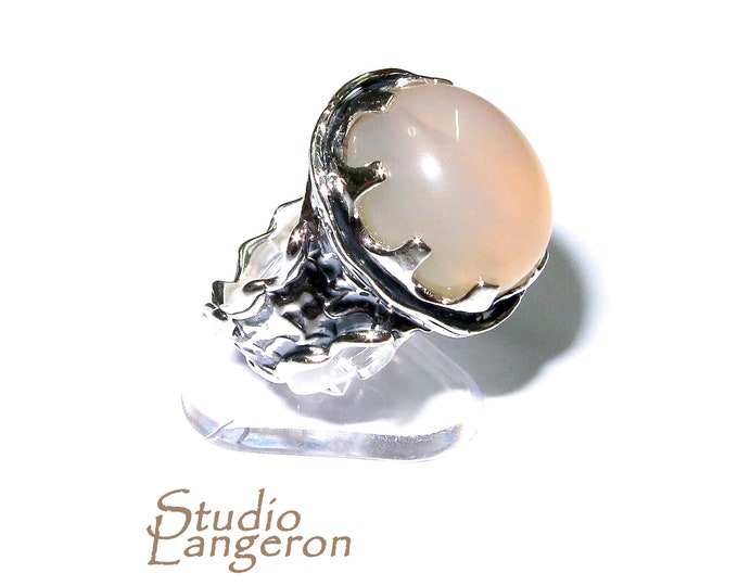 Statement Natural White opal ring 925 sterling silver size 8, Handmade ring, single copy, sterling silver, White opal, silver ring, gemstone