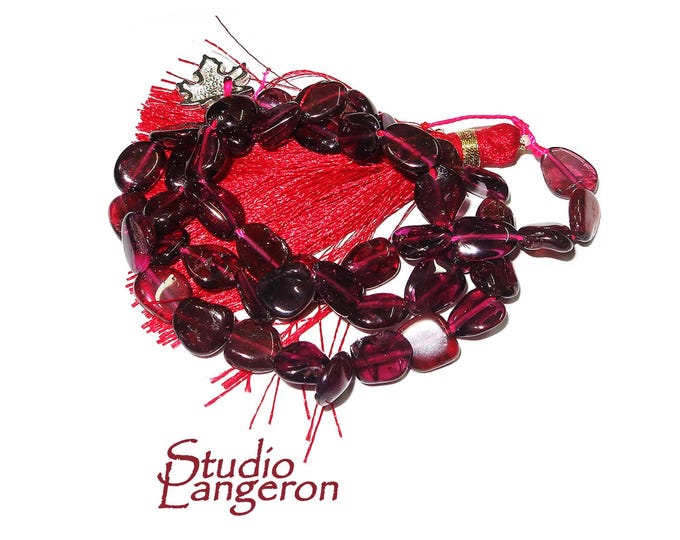 SALE!  Natural Garnet Gemstone Beads 6x10mm 1 strand 42cm (16.5 inch) long, Natural Garnet , Jewelry making - 1 strand