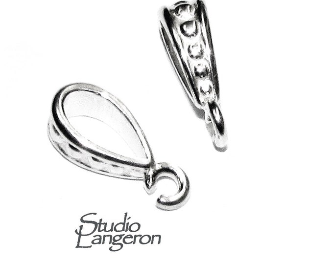 925 Sterling silver decorative Pendant Bails with loop, sterling silver Bail, Jewelry making, Bail finding, bail for pendant - 1 piece