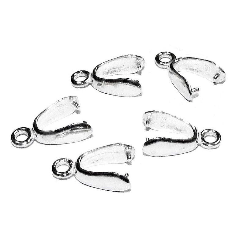 925 Sterling Silver Large Pinch Pendant Bail With Ring Etsy