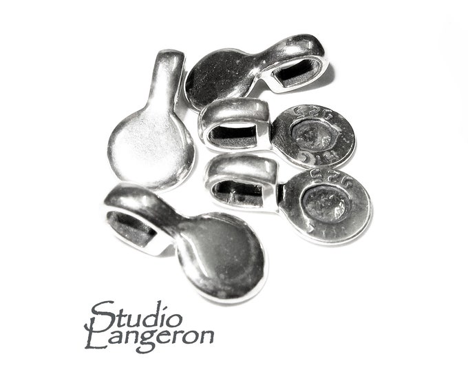 925 Sterling silver small round Glue-on Flat Pad Pendant Bails, Silver Bail, Jewelry making, Bail findings, Bail silver - 1 piece