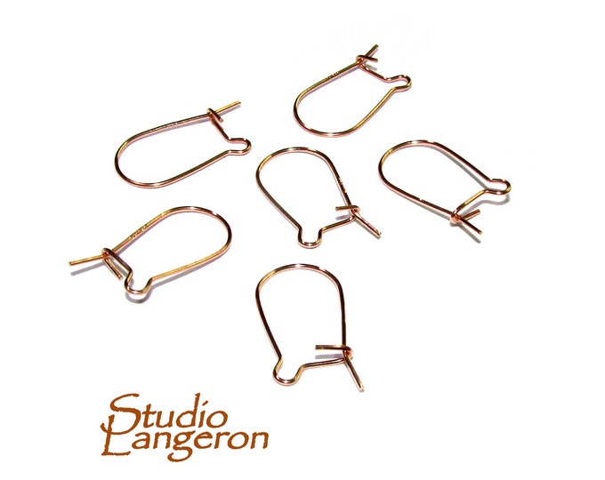 14K Rose Gold Filled Kidney Small Ear Wire, Earrings gold filled, Kidney Ear Wire, Jewelry making, Earring components - 1 pair (2 pieces)