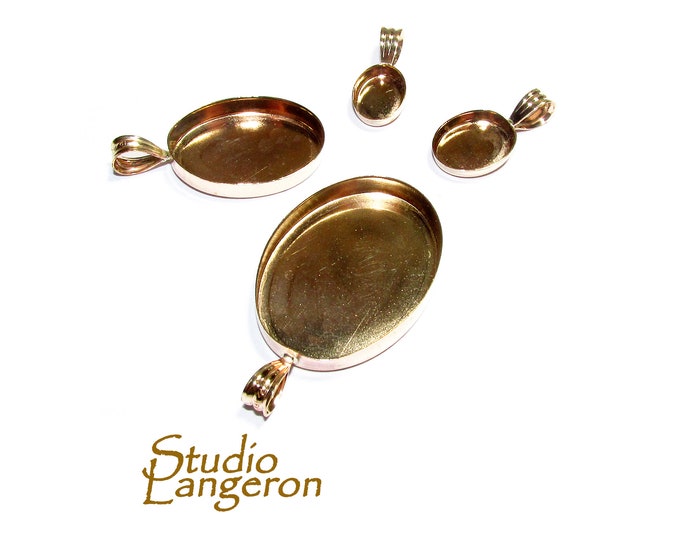 14K Yellow gold filled blank pendants size 6x8 - 18x25 mm, Oval Bezel cup, Jewelry making, Setting, Gold Filled pendants - 1 piece