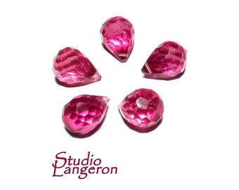 Natural Rubellite Teardrop faceted Beads size 10x7 mm, Rubellite Gemstone, Jewelry making, Natural Gemstone Teardrop beads - 1 piece