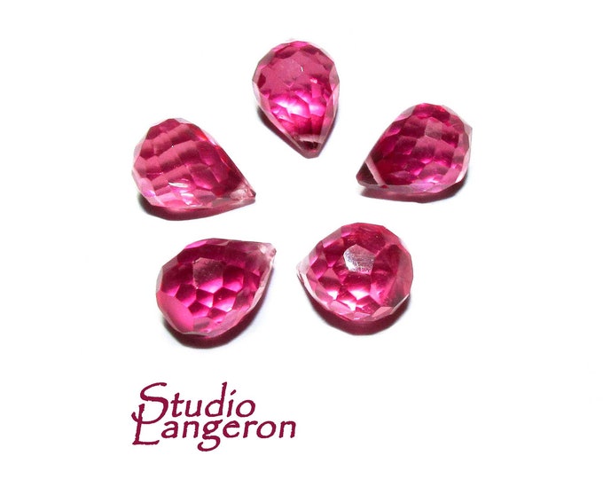 Natural Rubellite Teardrop faceted Beads size 10x7 mm, Rubellite Gemstone, Jewelry making, Natural Gemstone Teardrop beads - 1 piece