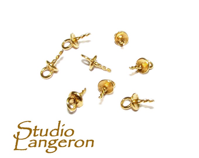 14K Yellow Gold Filled Screw Eye Pearl bead caps size 3 mm, gold filled, bead caps, Jewelry making, Gold filled bead caps - 1 piece