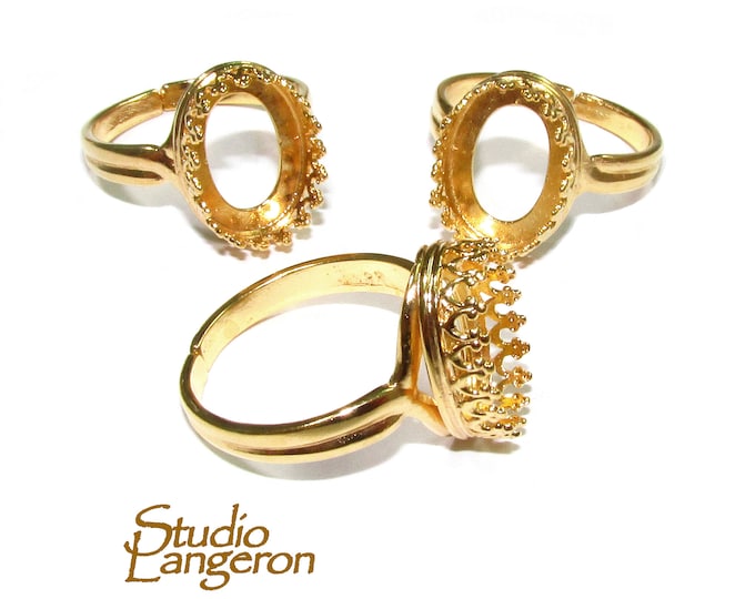 14K Yellow gold filled open base ring with oval bezel cup 10x14 mm, Blank ring, ring gold filled, Jewelry making, 14K gold filled - 1 piece