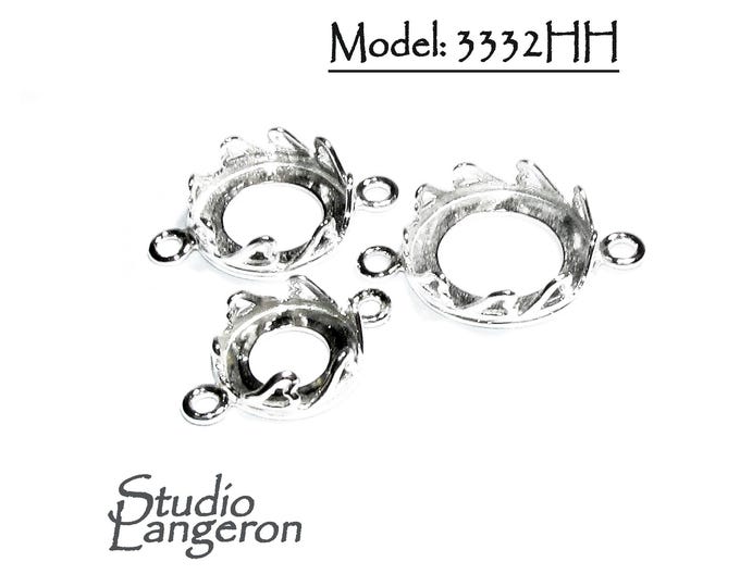 925 Sterling Silver Round Bezel Cups with 2 loops, size 8.0 - 16.0mm, Bracelet, Setting, Connector, Jewelry making Mounting - 1 piece