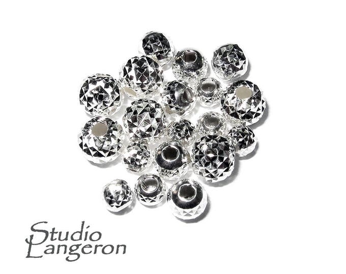 925 sterling silver diamond cut shiny beads sizes 6 mm, diamond cut beads, Jewelry making, round beads, silver findings - 1 piece