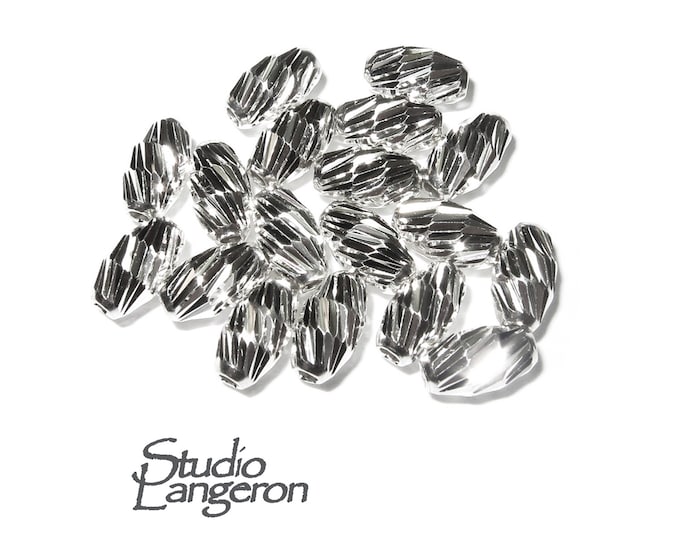 925 Sterling Silver Diamond cut shiny oval Beads Size 3x5, 4x7 mm, Jewelry making, Diamond cut oval Beads, Silver oval beads - 1 piece