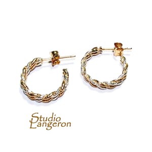 14K Gold filled und Silber Dekorative Creolen Größe 15 mm, Gold filled Ohrringe, Schmuck machen, Curly Ohrringe - 1 Paar (2 Stück)