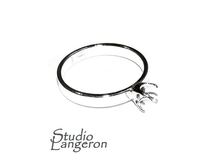 925 sterling silver blank ring with cushion 4-Prong Settings 6x6 mm size 5, 6, 7, 8, 9, 10, Jewelry making, silver base ring - 1 piece
