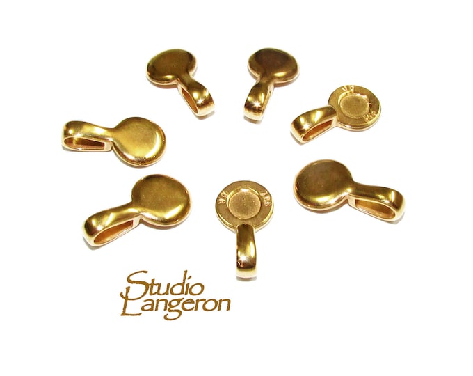 14K Yellow gold filled large round Glue-on Pendant Bails, Jewelry making, bail with loop, Bail, Bail gold filled, Bail finding - 1 piece