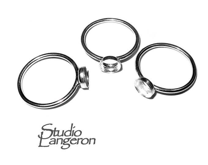 925 sterling silver blank ring with bezel cup 5mm size 4, 5, 6, 7, 8, 9, 10, 11, silver ring, bezel cup, base ring, Jewelry making - 1 piece