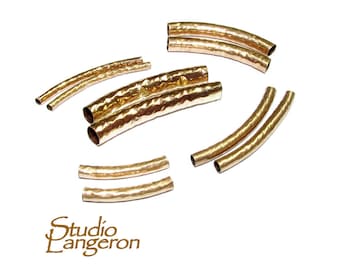 14K Gold Filled Hammered Curved Tube beads different sizes, tubes gold filled, tube, Jewelry making, tube bracelet, gold filled - 1 piece