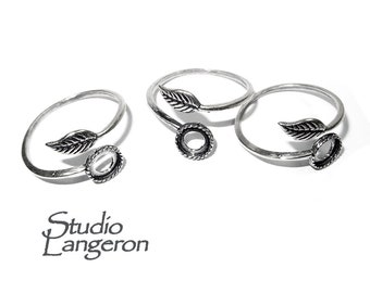 Anello vuoto aperto in argento sterling 925 con coppa lunetta 6 mm, anello d'argento, anello di base, creazione di gioielli, montaggio ad anello, argento sterling - 1 pezzo