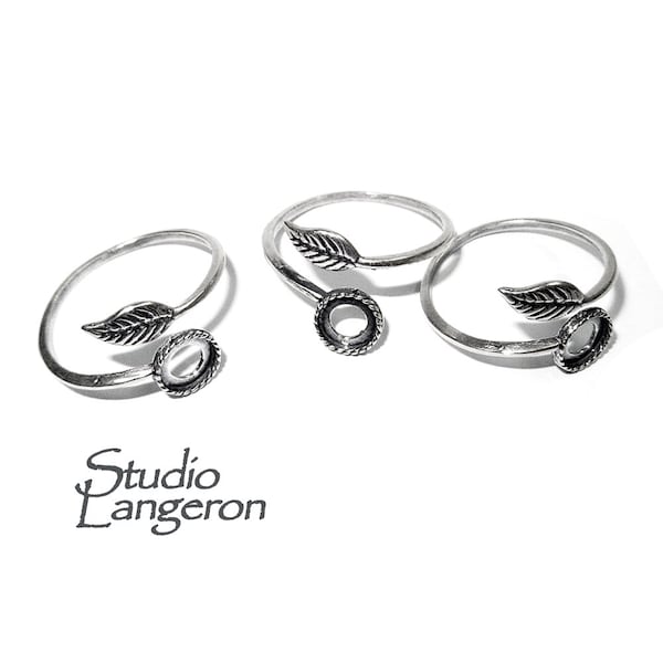 925 sterling silver open blank ring with bezel cup 6 mm, silver ring, base ring, Jewelry making, ring mounting, sterling silver - 1 piece