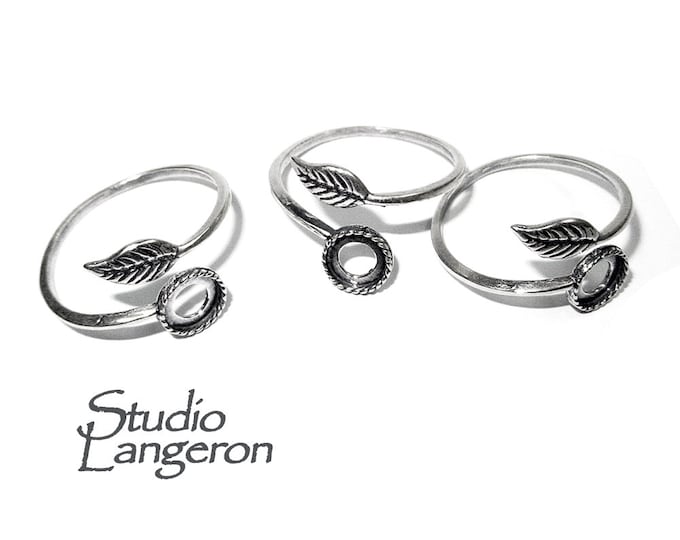 925 sterling silver open blank ring with bezel cup 6 mm, silver ring, base ring, Jewelry making, ring mounting, sterling silver - 1 piece